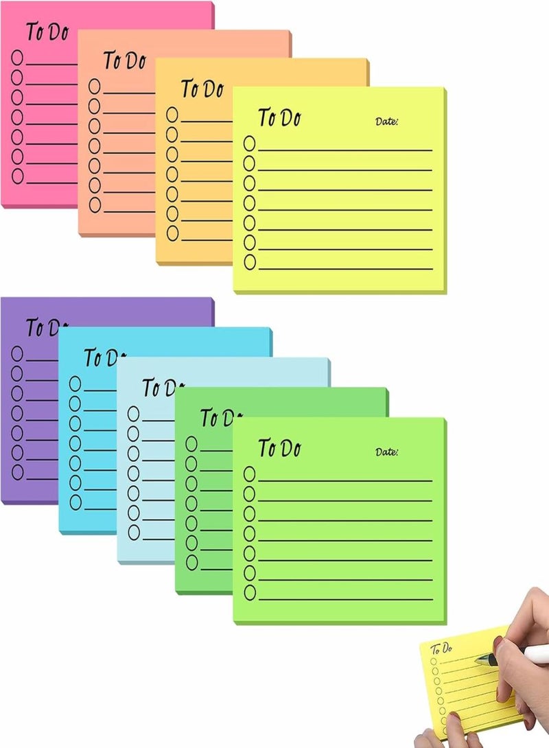 Generic to Do List Sticky Notes 9 Pack, Self-Stick Sticky Notes, Colorful Sticky Notes Pad with Lines, Do List Notepads for School Office Meeting Home Plan Reminder Stationery Supplies(450 Sheets)  - Image 1