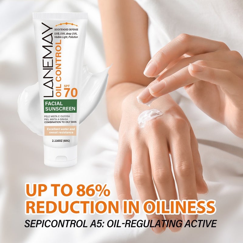 LANEMAY Oil Control Facial Protector 60g SPF70, High Protection for Combination/Oily Skin, Waterproof and Sweatproof - Image 3
