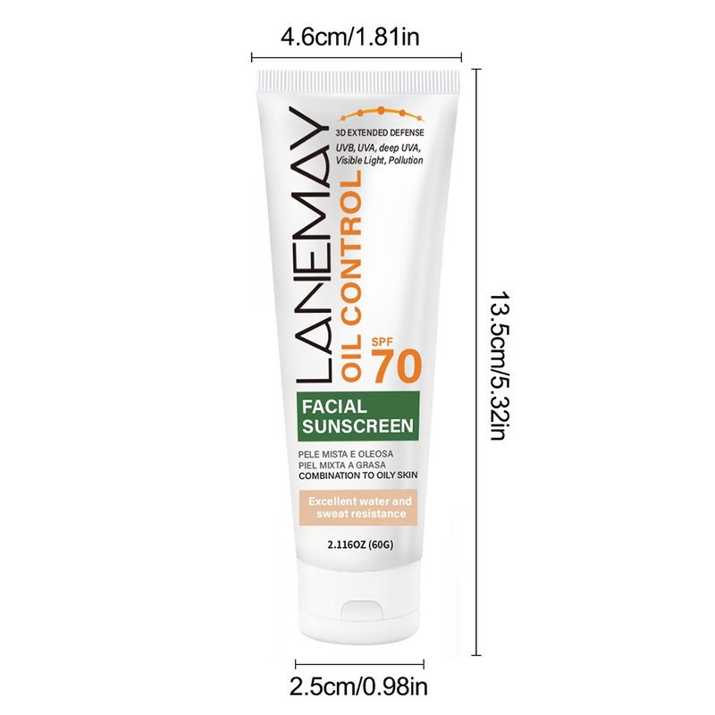 LANEMAY Oil Control Facial Protector 60g SPF70, High Protection for Combination/Oily Skin, Waterproof and Sweatproof - Image 5