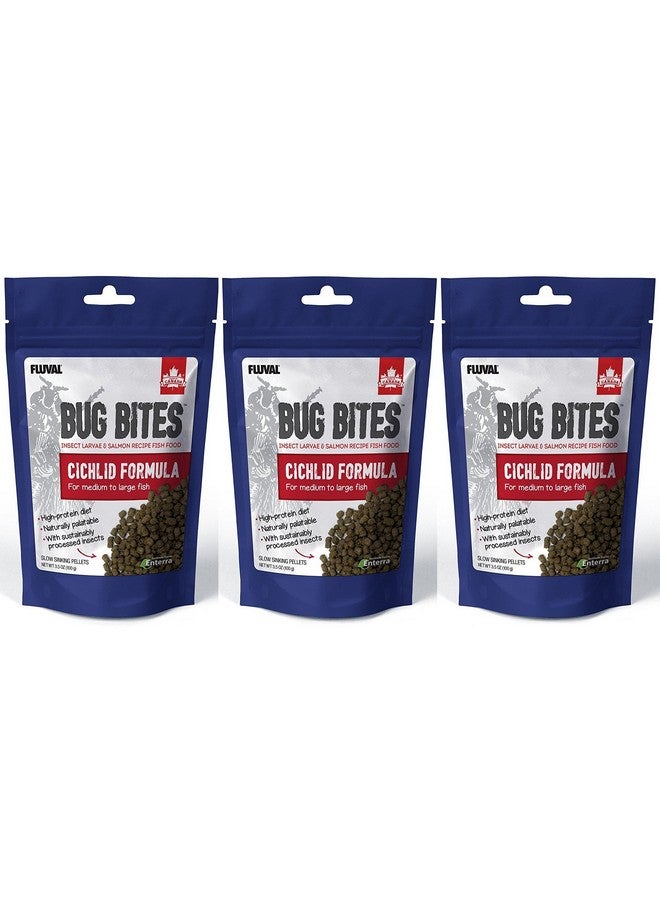 (عبوة من 3 قطع) حبيبات Fluval A6581 Bug Bites Cichlid للأسماك المتوسطة إلى الكبيرة (3.53 أونصة لكل عبوة)