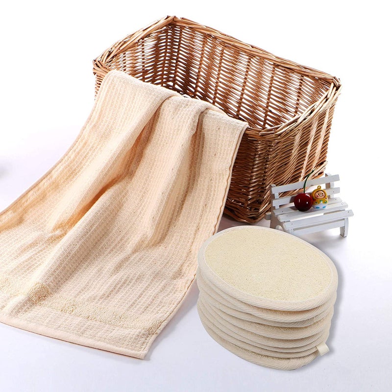 Mooerca 10-Pack Exfoliating Loofah Sponge Pads - Natural Luffa & Terry Cloth, Body Scrubbers for Shower & Bath Mooerca - Image 5