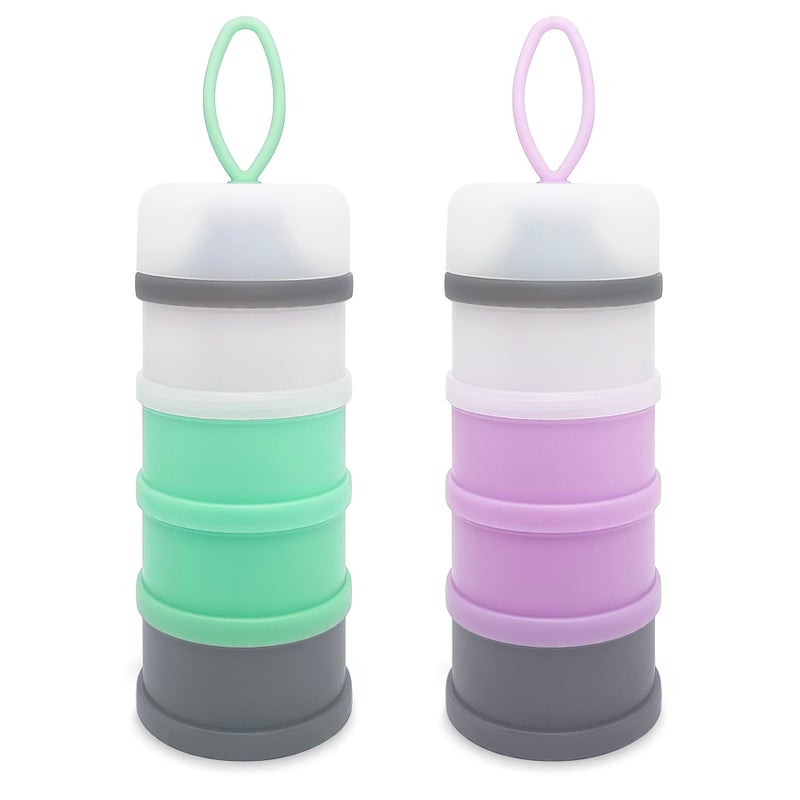 LADISO Baby Formula Dispenser, Formula Container, Portable Milk Powder Dispenser Container, Baby Feeding Travel Storage Container, Non-Spill Stackable Baby Snack Storage Container, BPA Free, 2 Packs - Image 1