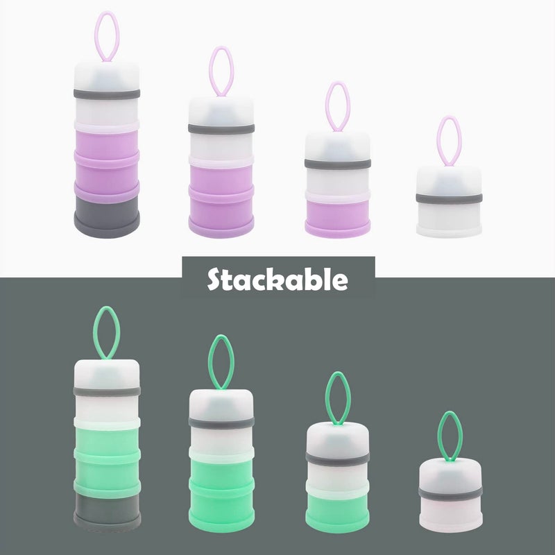 LADISO Baby Formula Dispenser, Formula Container, Portable Milk Powder Dispenser Container, Baby Feeding Travel Storage Container, Non-Spill Stackable Baby Snack Storage Container, BPA Free, 2 Packs - Image 4