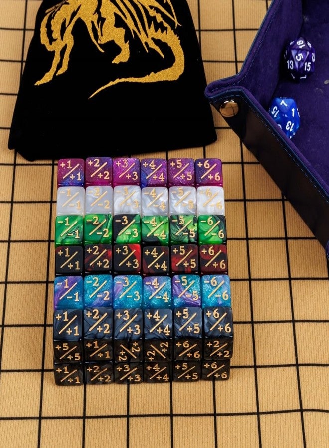 PUGED 82 Pack Magic The Gathering Counter Dice Set 72 Pcs D6 MTG Dice Life Counters Tokens for Magic Card Game Accessories with 3 Pcs Rolling Dice 7 Pcs Drawstring Bags - Image 3