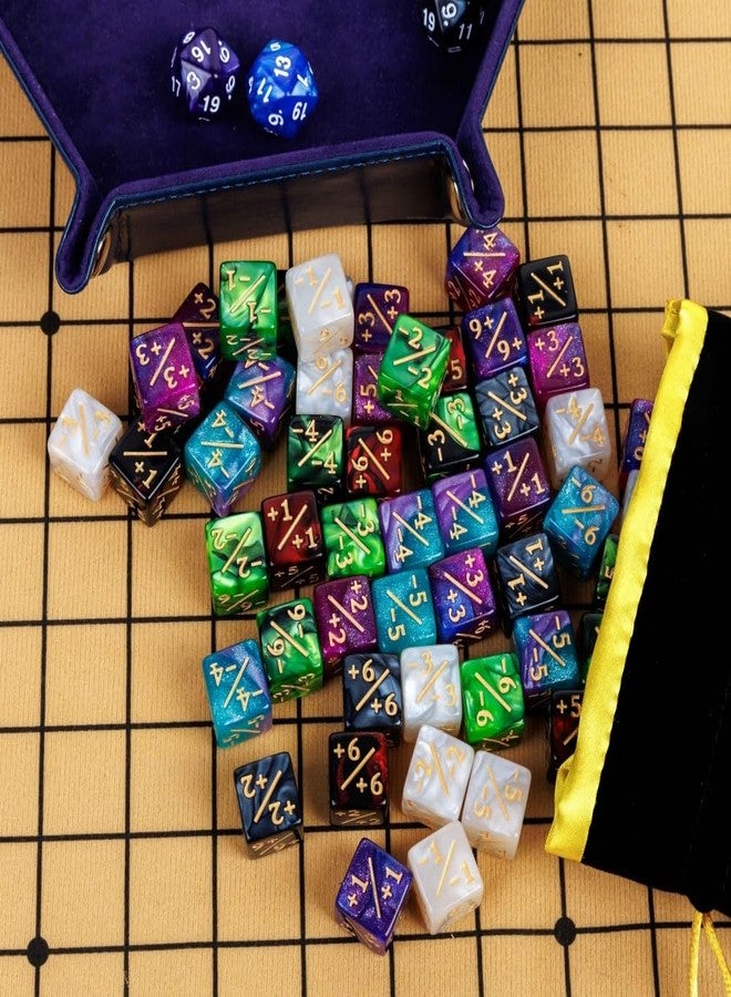 PUGED 82 Pack Magic The Gathering Counter Dice Set 72 Pcs D6 MTG Dice Life Counters Tokens for Magic Card Game Accessories with 3 Pcs Rolling Dice 7 Pcs Drawstring Bags - Image 4