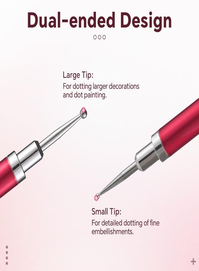 KADS 5PCS Nail Art Dotting Pen Set with 10 Diamond Tips - Alloy Metal Red Handle for Nail Design, Gel Polish, Acrylic Art, Manicure & Decoration Tools - Image 2