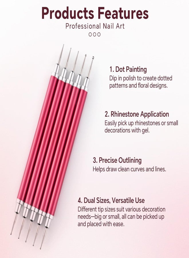KADS 5PCS Nail Art Dotting Pen Set with 10 Diamond Tips - Alloy Metal Red Handle for Nail Design, Gel Polish, Acrylic Art, Manicure & Decoration Tools - Image 3