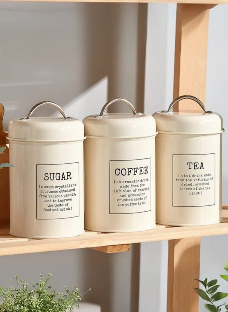 والالا مجموعة تخزين أدوات المطبخ من 3 قطع من الفولاذ المقاوم للصدأ بسعة كبيرة، منظم للسكر، صندوق تخزين الشاي، برطمانات تخزين القهوة، مجموعة تخزين حاويات المطبخ - Image 1