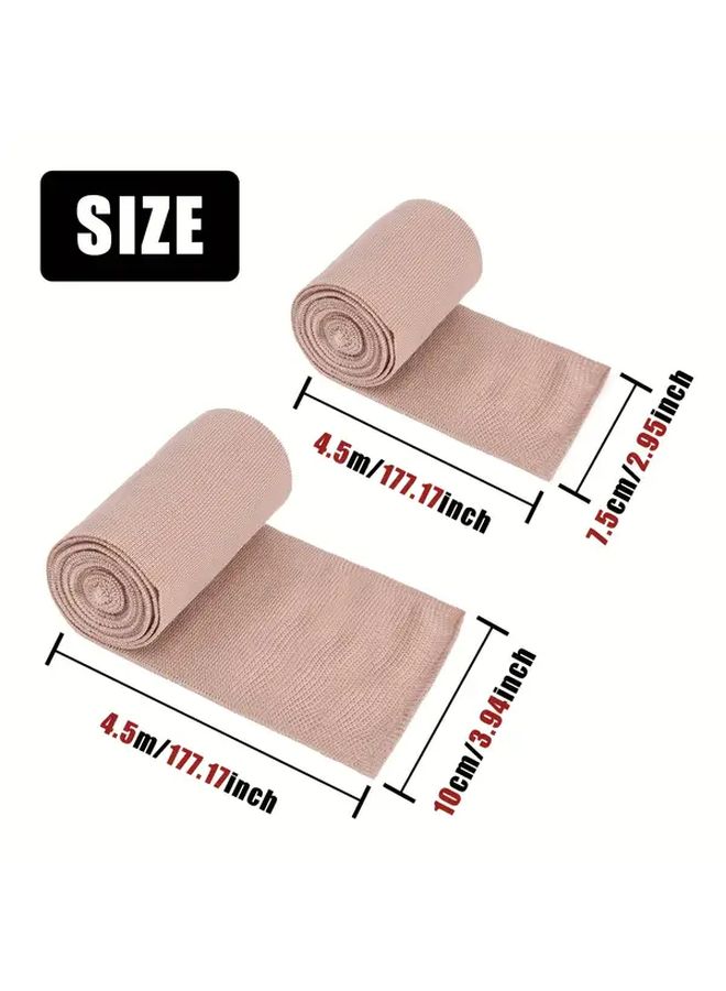 4 Pack Spandex Elastic Bandages 7.5cm x 5m Reusable Brown Clip Closure - Image 3