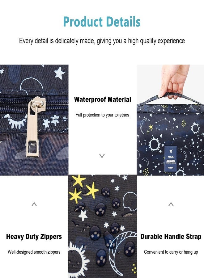 Mossio Hanging Toiletry Bag with Sturdy Hook - Large Portable Cosmetic Makeup Travel Organizer for Men & Women Blue Galaxy - Image 5