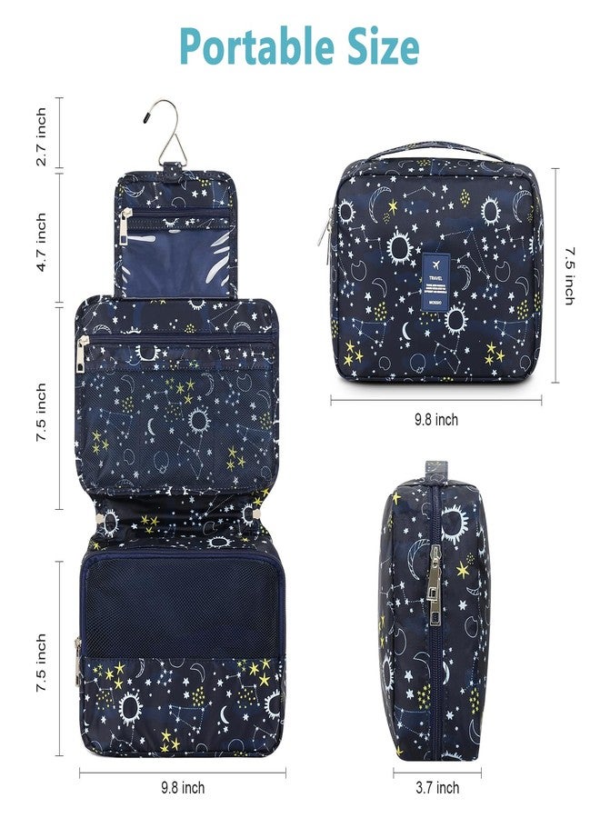 Mossio Hanging Toiletry Bag with Sturdy Hook - Large Portable Cosmetic Makeup Travel Organizer for Men & Women Blue Galaxy - Image 4