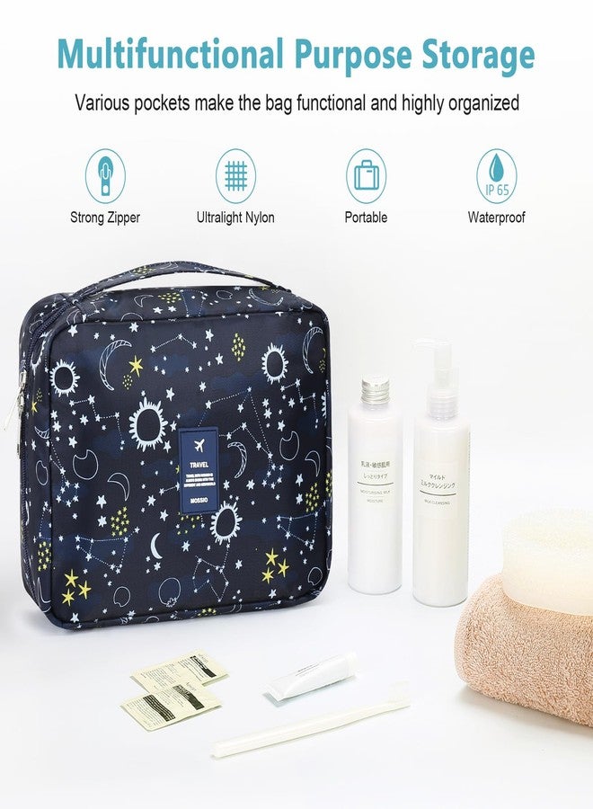 Mossio Hanging Toiletry Bag with Sturdy Hook - Large Portable Cosmetic Makeup Travel Organizer for Men & Women Blue Galaxy - Image 3