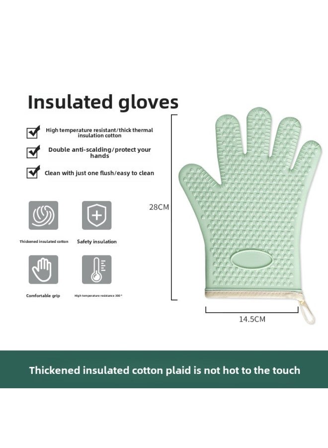 Foreign Trade Small Teana Silicone Clip High Temperature Kitchen Food Fried Stainless Steel Fried Steak Clip Burning Gift Generation-Color:High Temperature Resistant Anti-scald Gloves  - Image 1