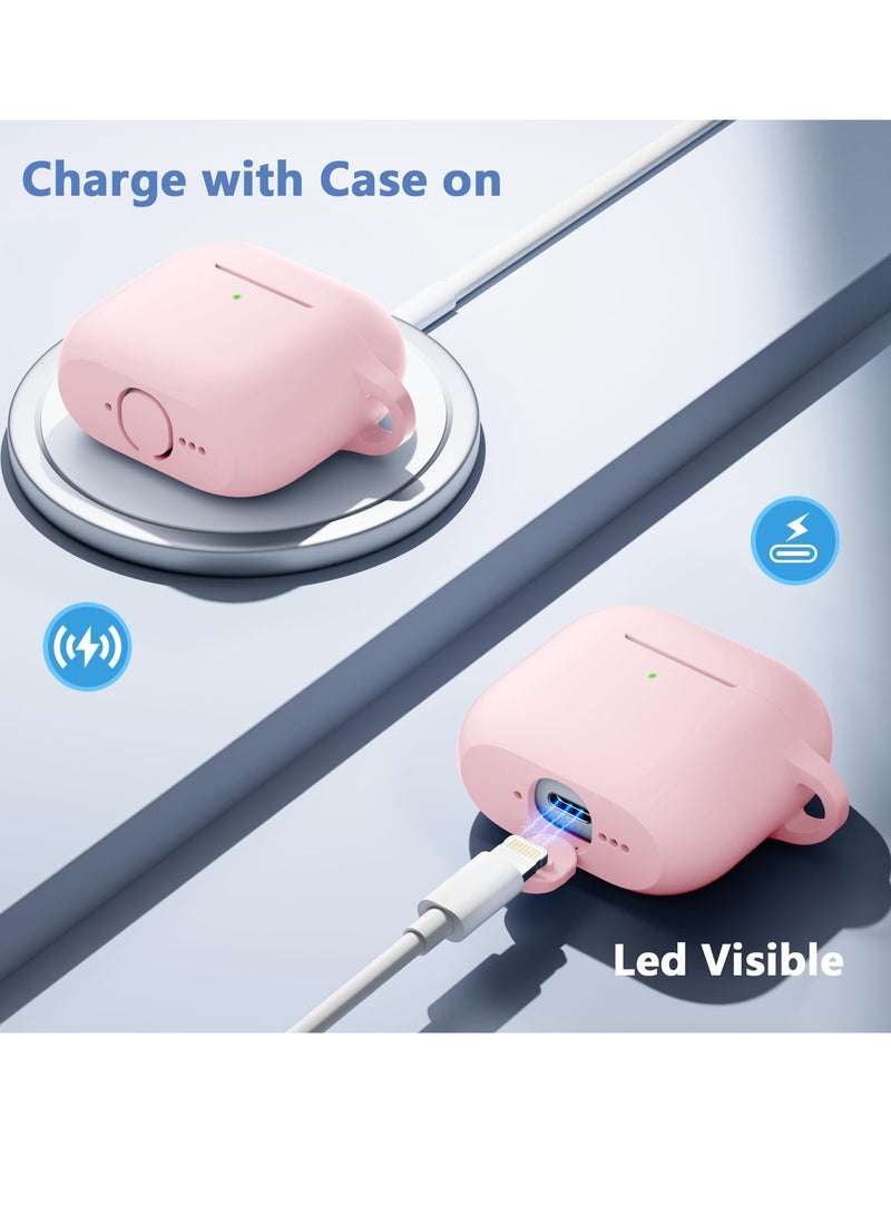 أنيوغرو تناسب الرجال والنساء airpods 4 كم واقية ، تنطبق على الجيل الرابع من airpods 2024 كم واقية التلقائي قفل أمان قفل الغطاء ، مع تنظيف كيت و مفتاح سلسلة الجبهة أدى مرئية الوردي - Image 3