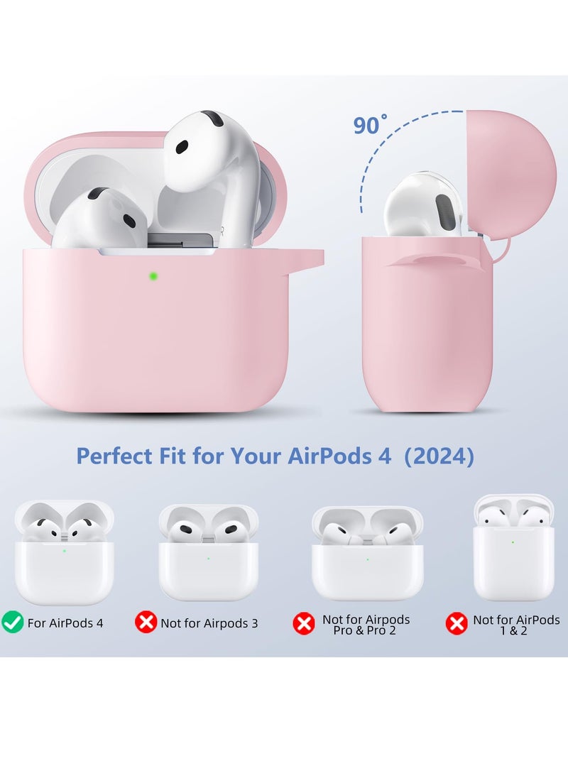 ANYOGRO - Compatible with AirPods 4 Case Cover for Women and Men, Automatic Snap Switch Security Locking Cover for Airpods 4th Generation 2024 Cases with Cleaner Kit and Keychain Front LED Visible Pink - Image 1