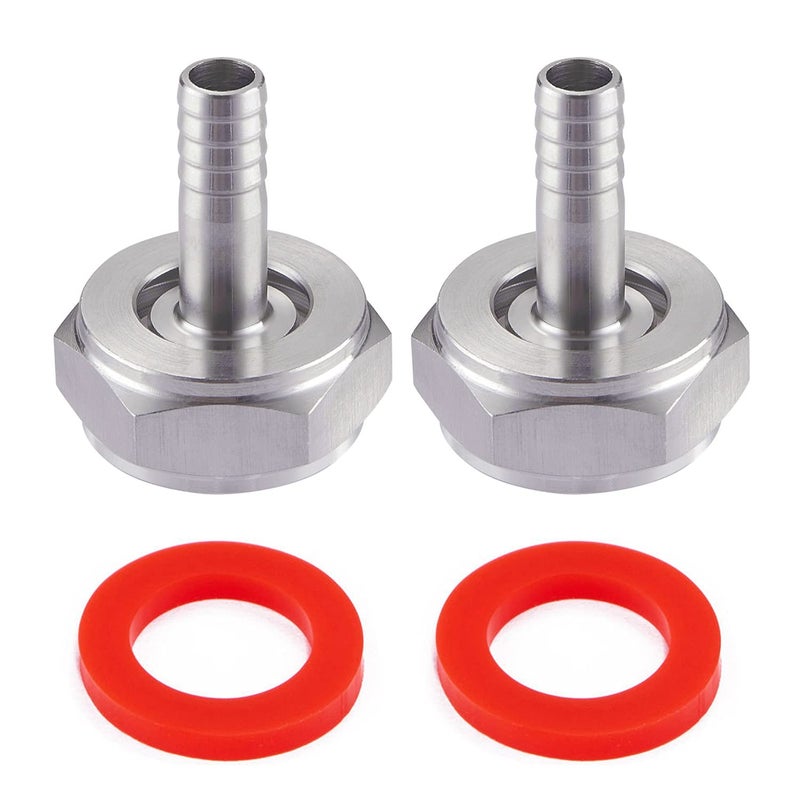 LitKiwi 2PCS Keg Coupler Barb ConnectorStainless Steel 304 Beer Kegerator Sankey CouplersHex Nut 58G Thread x 516 Barb Beer Line Tailpiece Nipple Fitting with Sealing Gasket Washer