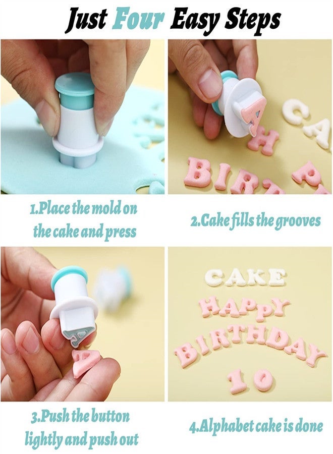 EXCEFORE, 38 Pieces Alphabet Numbers Cake Molds and Letter Cutters, Fondant Baking Letter Stamp, Kitchen DIY Tools with 2 Cake Scraper for Biscuit Cake Decoration - Image 2