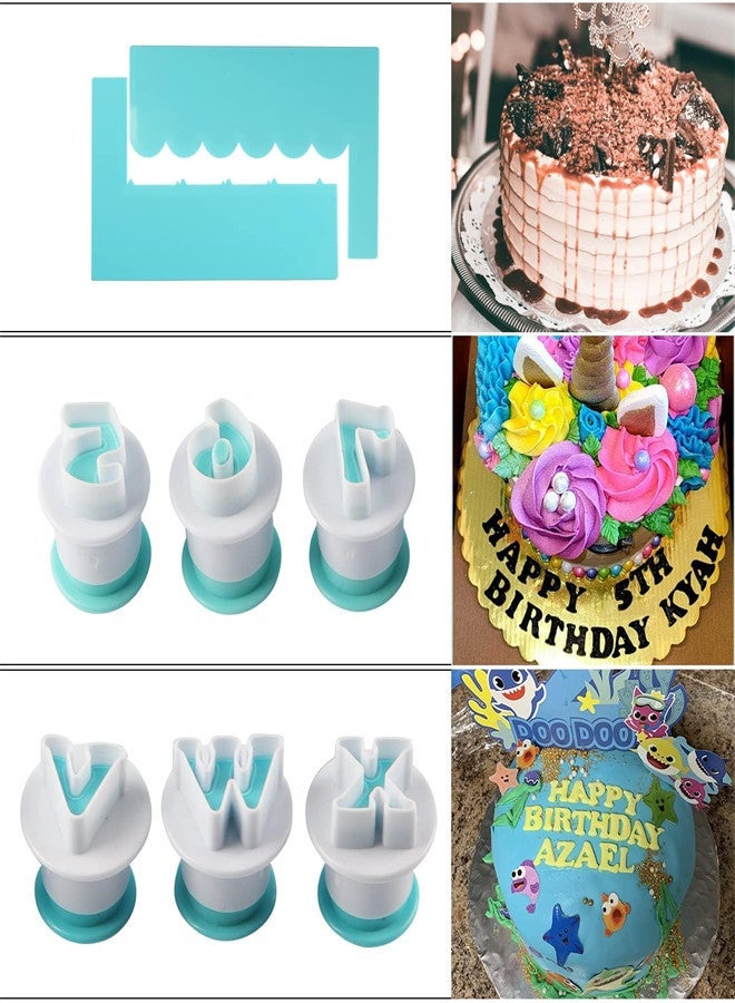 EXCEFORE, 38 Pieces Alphabet Numbers Cake Molds and Letter Cutters, Fondant Baking Letter Stamp, Kitchen DIY Tools with 2 Cake Scraper for Biscuit Cake Decoration - Image 4