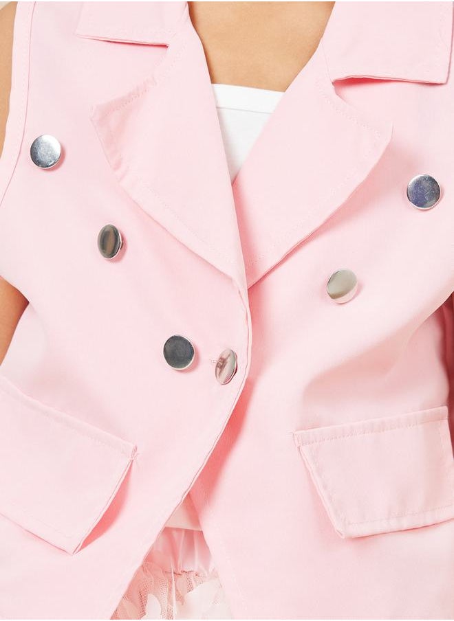 Styli - Pack of 4 - Button Detail Vest Blazer, Cami, Butterfly Applique Skirt and Hat - Image 1