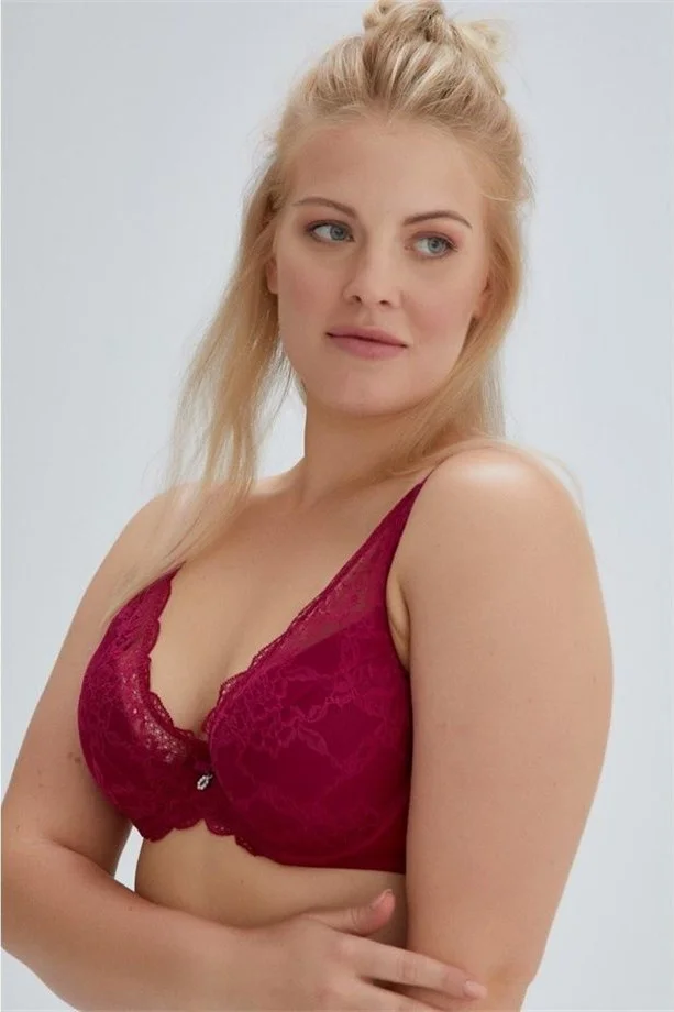 Eros ERSK310 Emmly Underwire Covered Triangle Single Bra - Cherry