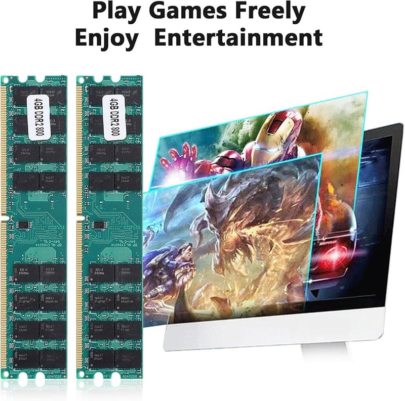 قطعتان 4 جيجابايت DDR2 800 ميجاهرتز وحدة ذاكرة رام لسطح المكتب لترقية القناة المزدوجة إلى 8 جيجابايت - Image 3