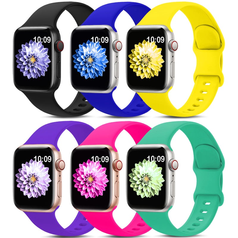 AMSKY 6 Pack Sport Bands Compatible with Apple Watch Band 38mm 40mm 41mm 42mm 44mm 45mm 49mm 46mm,Silicone Waterproof Strap for iWatch Apple Watch Series 11 10 9 Ultra 8 7 6 5 4 3 2 1 SE Women Men - Image 1