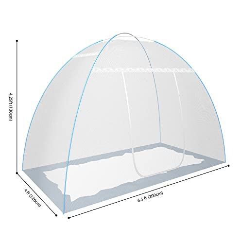 Fegore Mosquito Net for Single Bed Foldable Machardani Lightweight Polyester Material Use One Adults or One Kids with Red Cover (Color - White Size - 6.5X4 feet) - Image 2
