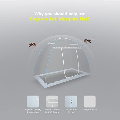 Fegore Mosquito Net for Single Bed Foldable Machardani Lightweight Polyester Material Use One Adults or One Kids with Red Cover (Color - White Size - 6.5X4 feet) - Image 3