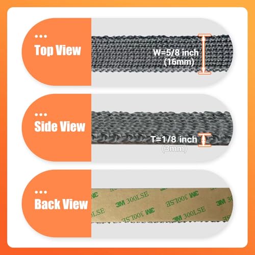 Protalwell Flat Gasket Tape for Stoves and Fireplaces, Self Adhesive Flat Gasket, 5/8" x1/8" Length 72" Wood Stove Fiberglass Tape - Image 3