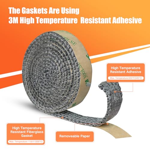 Protalwell Flat Gasket Tape for Stoves and Fireplaces, Self Adhesive Flat Gasket, 5/8" x1/8" Length 72" Wood Stove Fiberglass Tape - Image 4