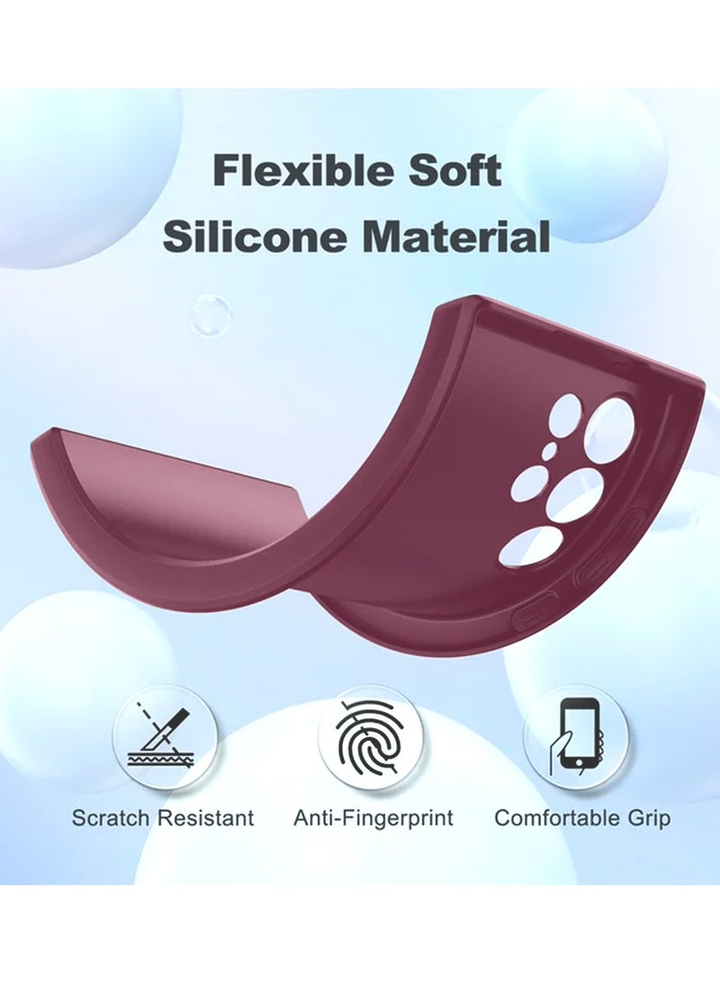 Wtech Samsung Galaxy S25 Ultra 2025 Premium Soft Liquid Silicone Case Cover - Maroon - Image 3
