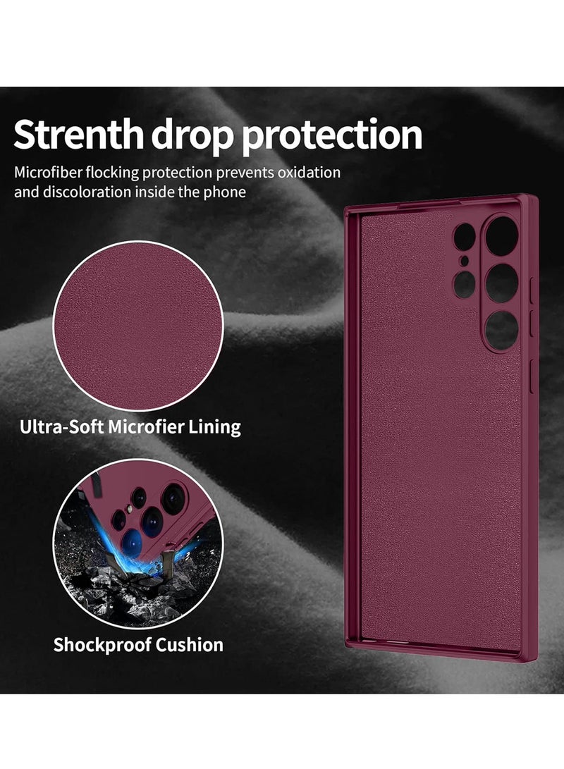 Wtech Samsung Galaxy S25 Ultra 2025 Premium Soft Liquid Silicone Case Cover - Maroon - Image 4