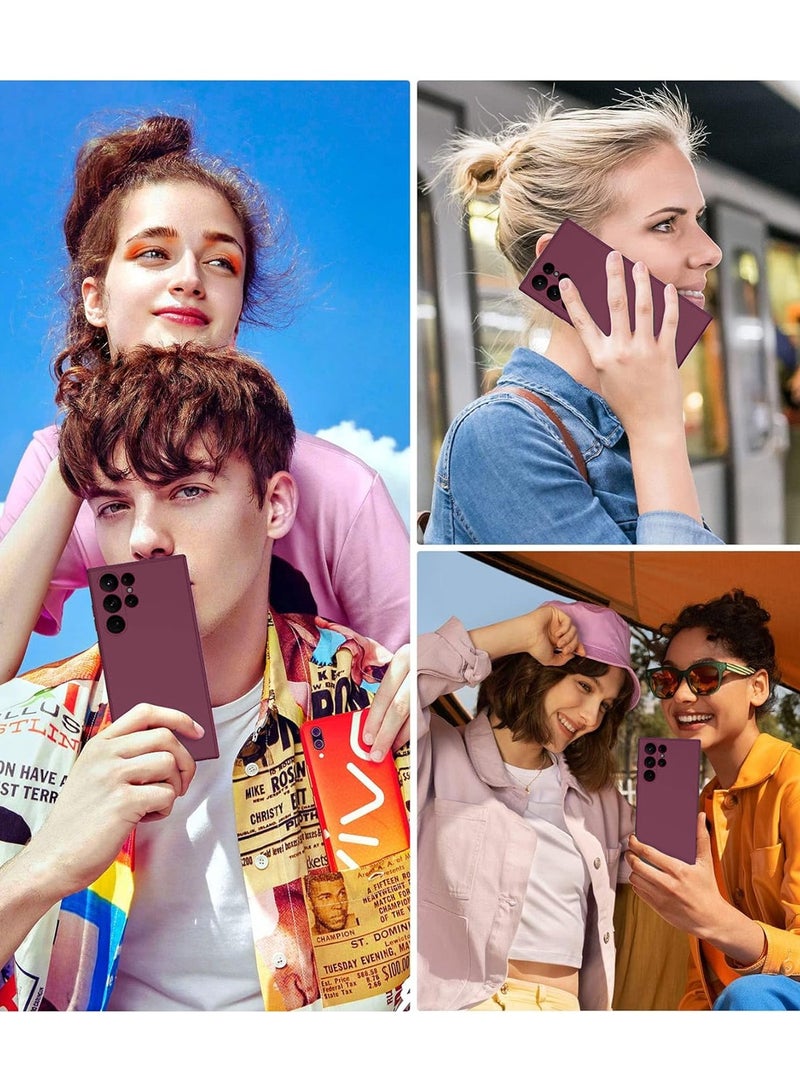 Wtech Samsung Galaxy S25 Ultra 2025 Premium Soft Liquid Silicone Case Cover - Maroon - Image 5