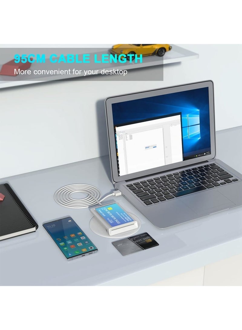 Barakah Smart Card Reader, Contact + NFC 2-in-1 Dual-Interface Smart Card Reader/Writer, PC-Linked, PCSC Compatible, Supports Contactless Smart Cards, Compatible with Computer, White - Image 4