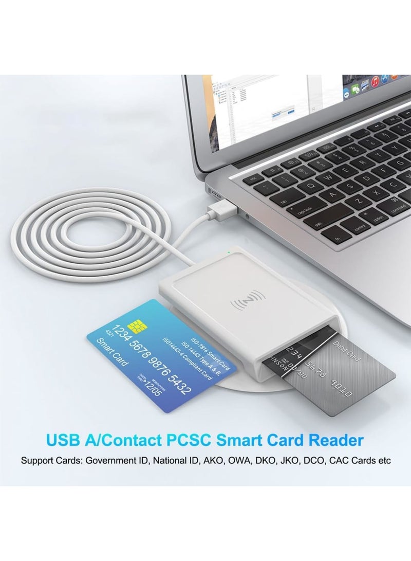 Barakah Smart Card Reader, Contact + NFC 2-in-1 Dual-Interface Smart Card Reader/Writer, PC-Linked, PCSC Compatible, Supports Contactless Smart Cards, Compatible with Computer, White - Image 3
