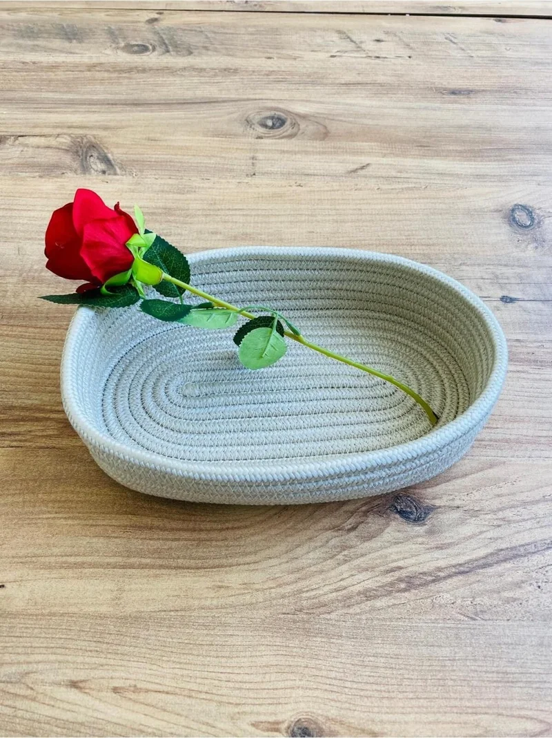 BDZ Deri Bdz Leather Wicker, Jute, Basket, Cupboard, Children's Room, Organizer, Storage Basket, Bread Basket, 30 x 20 x 10 cm