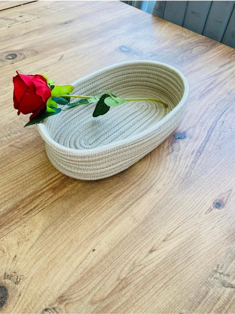 BDZ Deri Bdz Leather Wicker, Jute, Basket, Cupboard, Children's Room, Organizer, Storage Basket, Bread Basket, 30 x 20 x 10 cm