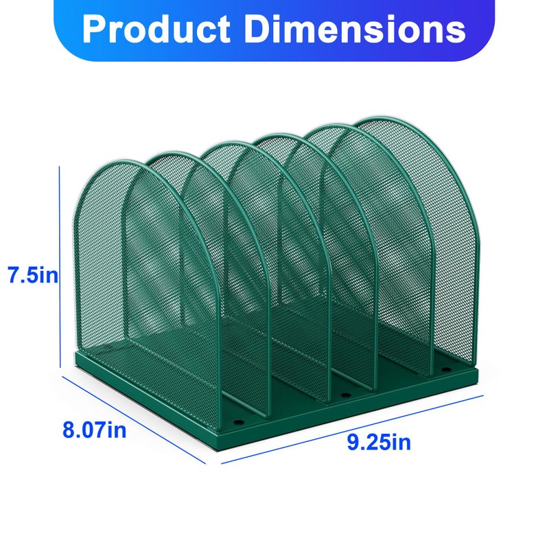 gianotter Desktop File Organizer, Desk Organizer with 5 Compartments, Paper Organizer for Desk, Workspace Organizers for Office Supplies (Green) - Image 3