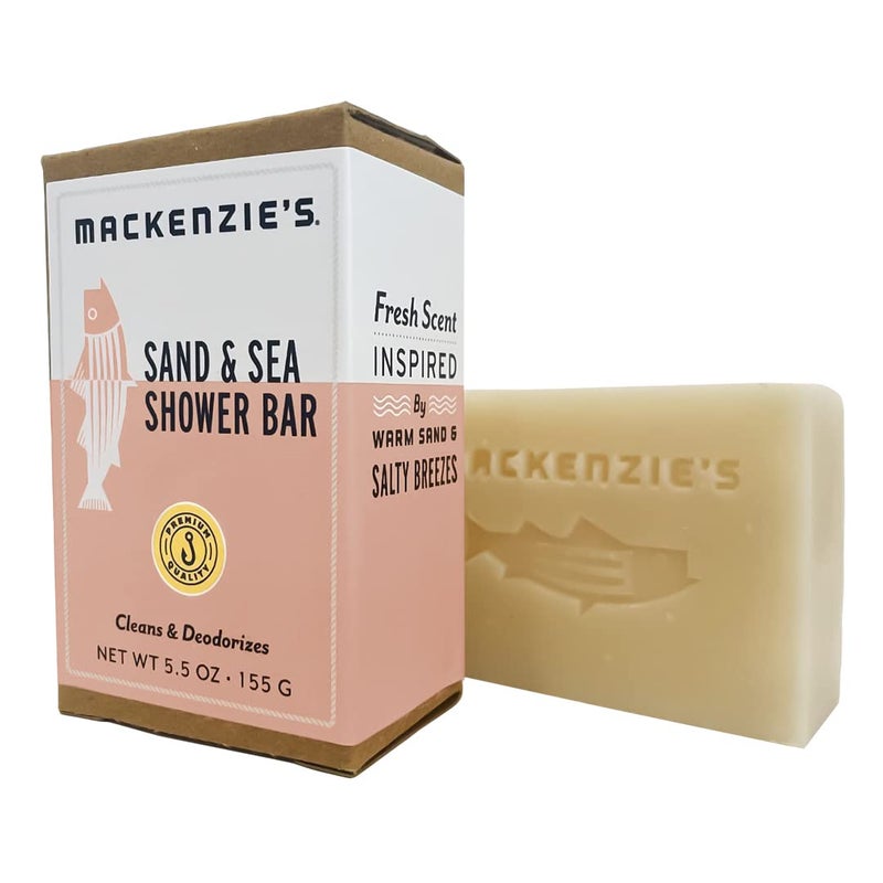Mackenzies بار الاستحمام ماكنزيز رمال البحر هدايا للنساء هدايا للرجال هدايا ساحلية صابون بار طبيعي مرطب ملح البحر أوزون حمضيات 55 أونصة - Image 1