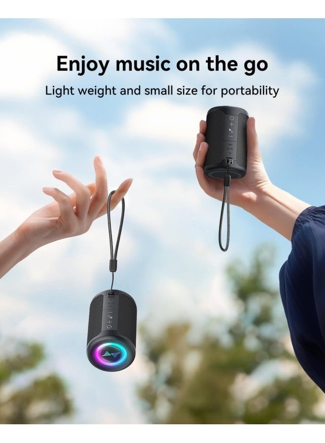 Small Portable Bluetooth Speaker with Lights, TWS Stereo Surround Sound, Type C Powered, Bluetooth 5.3, AUX TF Card Input, Wireless for Outdoor Home, Coolest Gifts - Image 3