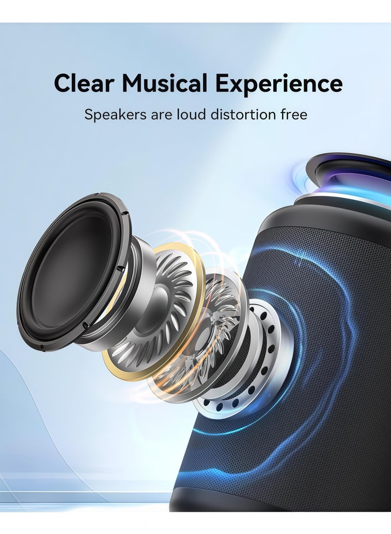 Lurette Small Portable Bluetooth Speaker with Lights, TWS Stereo Surround Sound, Type C Powered, Bluetooth 5.3, AUX TF Card Input, Wireless for Outdoor Home, Coolest Gifts - Image 2