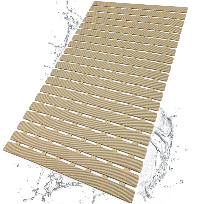 BEMISO - Non Slip Bath Mat for Bathtub with Suction Cups and Drainage Holes, 27.5" x 15.7" for Bathtub and Shower, Quick Dry, Easy to Cut, Eco-Friendly - Image 1