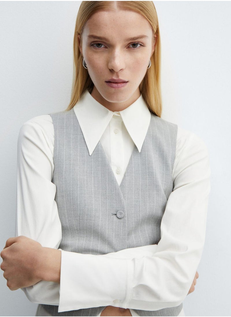 MANGO - Striped Button Down Waist Coat - Image 1