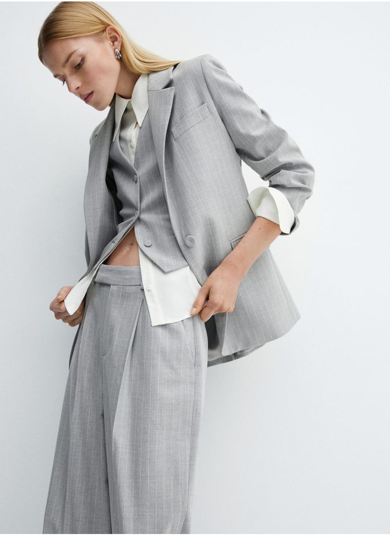 MANGO - Striped Button Down Waist Coat - Image 1