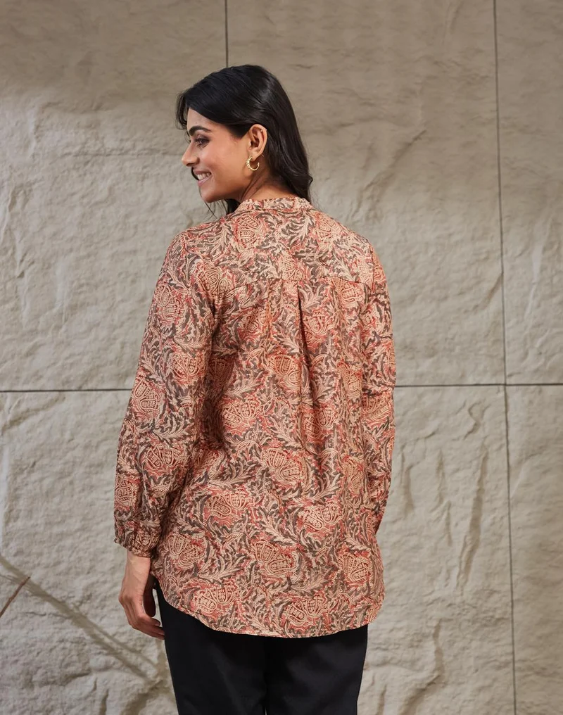 Fabindia  Pink Cotton Silk Kalamkari Clara Tunic for Women | Best Price UAE