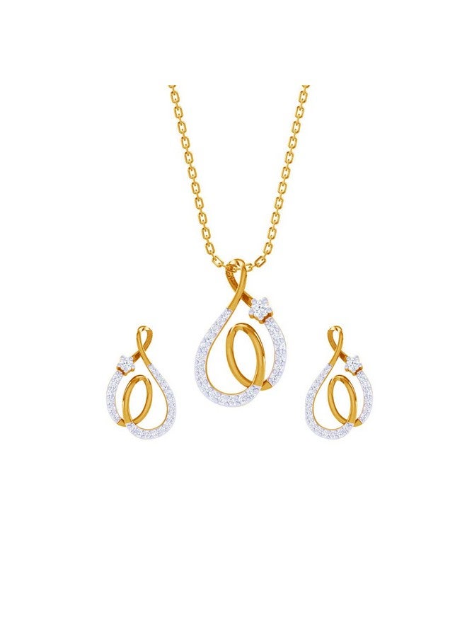 CLARA 925 Sterling Silver Flavia Pendant Earring Chain Jewellery Set | Gold Rhodium Plated, Swiss Zirconia | Gift for Women & Girls - Image 1