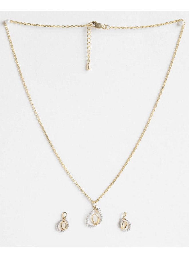 CLARA 925 Sterling Silver Flavia Pendant Earring Chain Jewellery Set | Gold Rhodium Plated, Swiss Zirconia | Gift for Women & Girls - Image 3