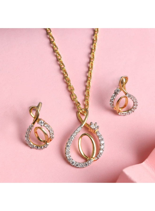 CLARA 925 Sterling Silver Flavia Pendant Earring Chain Jewellery Set | Gold Rhodium Plated, Swiss Zirconia | Gift for Women & Girls - Image 2