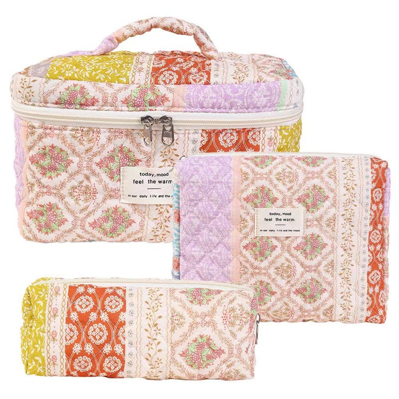 2025 Fresh And Cute Cotton Makeup Bag Niche Portable Toiletry Organizer Floral Ins Cute Box Bag Case - Image 1