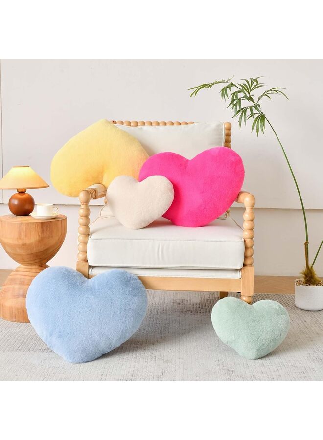 Soft Heart Shaped Pillows, Cute Pillow, 19.6"x15.7" Heart Plush Cushion, Faux Rabbit Fur Room Decor Throw Pillow for Couch Bed Women Valentine's Day Xmas Gift (Color : White) - Image 5